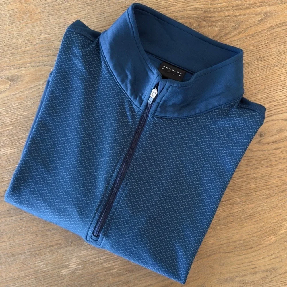 Dunning Golf Kerim 1/4 Zip Golf Jacquard Performance Pullover-Blue-Men's Sz M‎